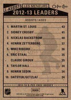 2013-14 O-Pee-Chee - League Leaders #LL-ASSISTS Martin St. Louis / Sidney Crosby / Nicklas Backstrom Back