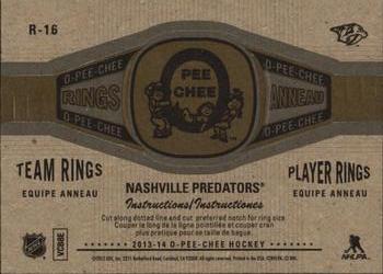 2013-14 O-Pee-Chee - Rings #R-16 Nashville Predators Back