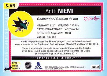 2013-14 O-Pee-Chee - Stickers #S-AN Antti Niemi Back