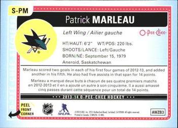 2013-14 O-Pee-Chee - Stickers #S-PM Patrick Marleau Back