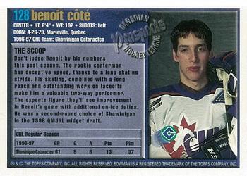 1997 Bowman CHL #128 Benoit Cote Back