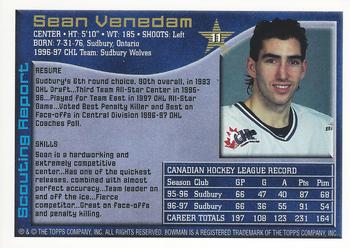 1997 Bowman CHL #11 Sean Venedam Back