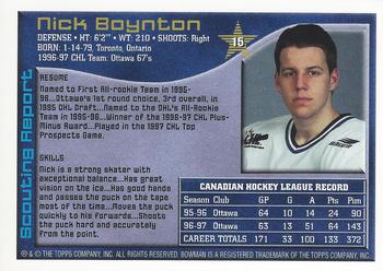 1997 Bowman CHL #15 Nick Boynton Back