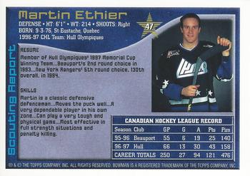 1997 Bowman CHL #47 Martin Ethier Back