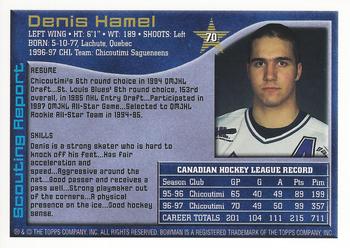 1997 Bowman CHL #70 Denis Hamel Back