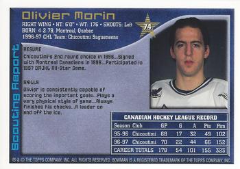 1997 Bowman CHL #74 Olivier Morin Back