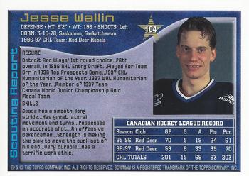 1997 Bowman CHL #104 Jesse Wallin Back