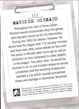 2013-14 In The Game Enforcers #117 Maurice Richard Back