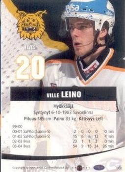 2004-05 Cardset Finland #55 Ville Leino Back