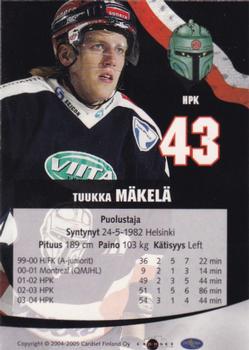 2004-05 Cardset Finland - Autographs #25 Tuukka Mäkelä Back
