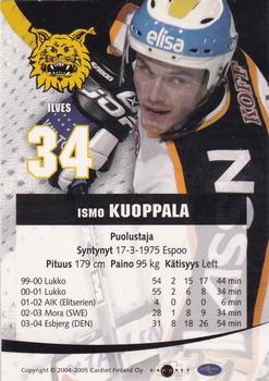 2004-05 Cardset Finland - Autographs #38 Ismo Kuoppala Back