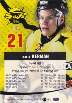 2004-05 Cardset Finland - Autographs #107 Kalle Kerman Back