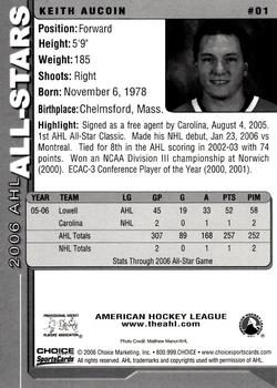 2005-06 Choice 2006 AHL All-Stars #1 Keith Aucoin Back