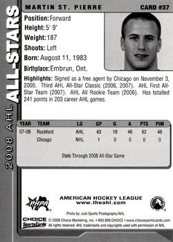 2007-08 Choice 2008 AHL All-Stars #37 Martin St. Pierre Back