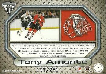 2000-01 Pacific Private Stock Titanium - Game-Used Gear #5 Tony Amonte Back