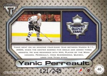 2000-01 Pacific Private Stock Titanium - Game-Used Gear #46 Yanic Perreault Back