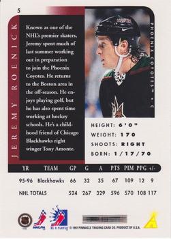 1996-97 Pinnacle Be a Player - Autographs #5 Jeremy Roenick Back