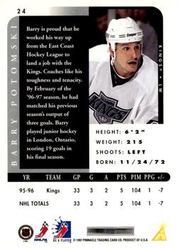 1996-97 Pinnacle Be a Player - Autographs #24 Barry Potomski Back