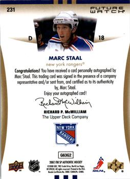 2007-08 SP Authentic #231 Marc Staal Back