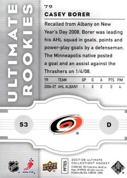 2007-08 Upper Deck Ultimate Collection #79 Casey Borer Back