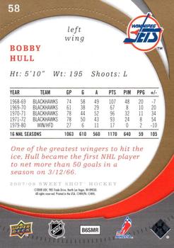 2007-08 Upper Deck Sweet Shot #58 Bobby Hull Back