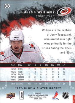 2007-08 Upper Deck Be a Player #38 Justin Williams Back