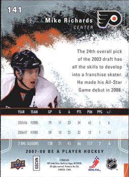 2007-08 Upper Deck Be a Player #141 Mike Richards Back