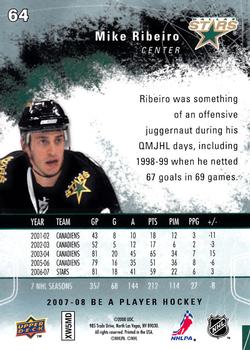 2007-08 Upper Deck Be a Player #64 Mike Ribeiro Back
