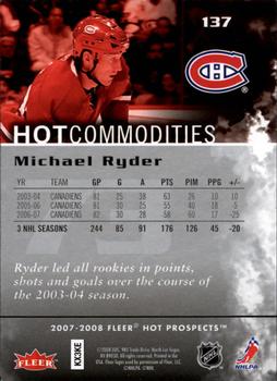 2007-08 Fleer Hot Prospects #137 Michael Ryder Back