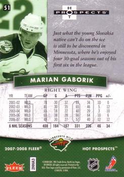 2007-08 Fleer Hot Prospects #51 Marian Gaborik Back