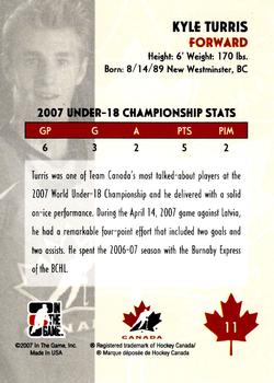 2007-08 In The Game O Canada #11 Kyle Turris Back