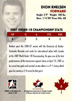 2007-08 In The Game O Canada #6 Dion Knelsen Back