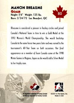 2007-08 In The Game O Canada #80 Manon Rheaume Back