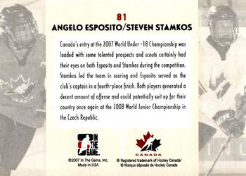 2007-08 In The Game O Canada #81 Angelo Esposito / Steven Stamkos Back