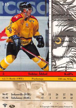 1998-99 Cardset Finland #143 Tobias Ablad Back