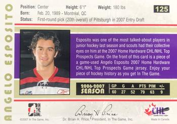 2007-08 In The Game Heroes and Prospects #125 Angelo Esposito Back