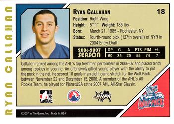 2007-08 In The Game Heroes and Prospects #18 Ryan Callahan Back