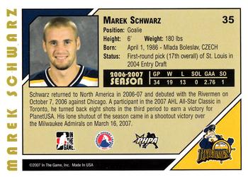 2007-08 In The Game Heroes and Prospects #35 Marek Schwarz Back