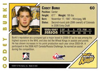 2007-08 In The Game Heroes and Prospects #60 Codey Burki Back