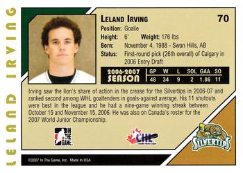 2007-08 In The Game Heroes and Prospects #70 Leland Irving Back
