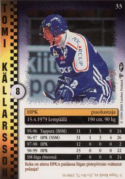 1999-00 Cardset Finland #33 Tomi Källarsson Back