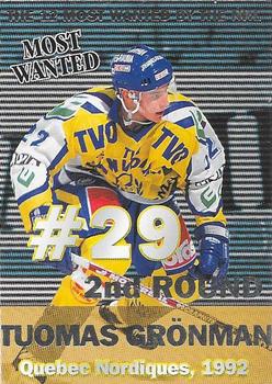 1999-00 Cardset Finland - Most Wanted #11 Tuomas Grönman Front
