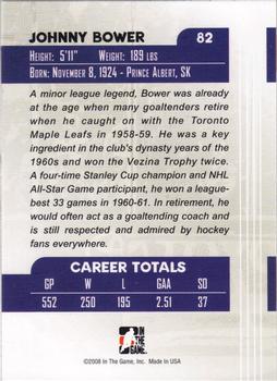 2007-08 In The Game Between the Pipes #82 Johnny Bower Back