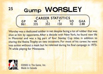 2005-06 In The Game Between the Pipes #25 Gump Worsley Back