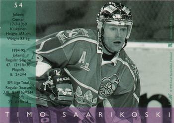 1995-96 Leaf Sisu SM-Liiga (Finnish) #54 Timo Saarikoski Back