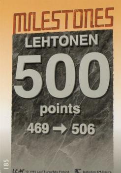 1995-96 Leaf Sisu SM-Liiga (Finnish) #185 Pertti Lehtonen Back