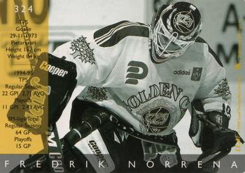 1995-96 Leaf Sisu SM-Liiga (Finnish) #324 Fredrik Norrena Back