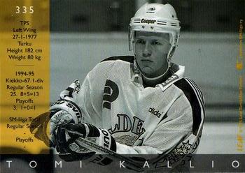 1995-96 Leaf Sisu SM-Liiga (Finnish) #335 Tomi Kallio Back