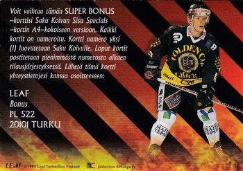 1995-96 Leaf Sisu SM-Liiga (Finnish) - Super Bonus #NNO Redemption Card Right Back