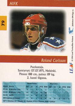 1994-95 Leaf Sisu SM-Liiga (Finnish) #79 Roland Carlsson Back